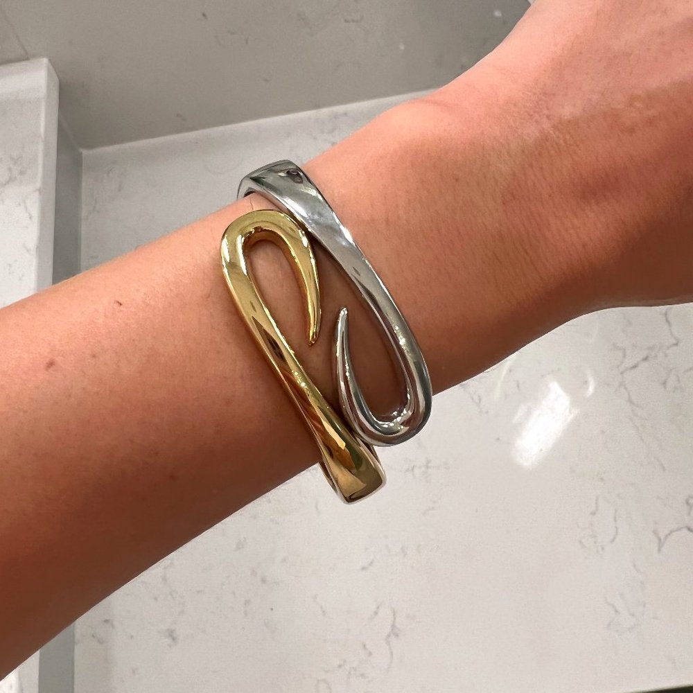 Silver and Gold Toned Cuff Bracelet